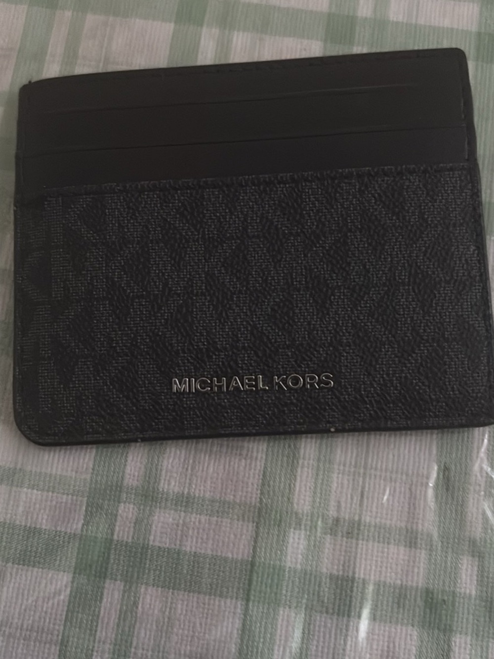 Michael Kors Black Textured Card Holder with Logo